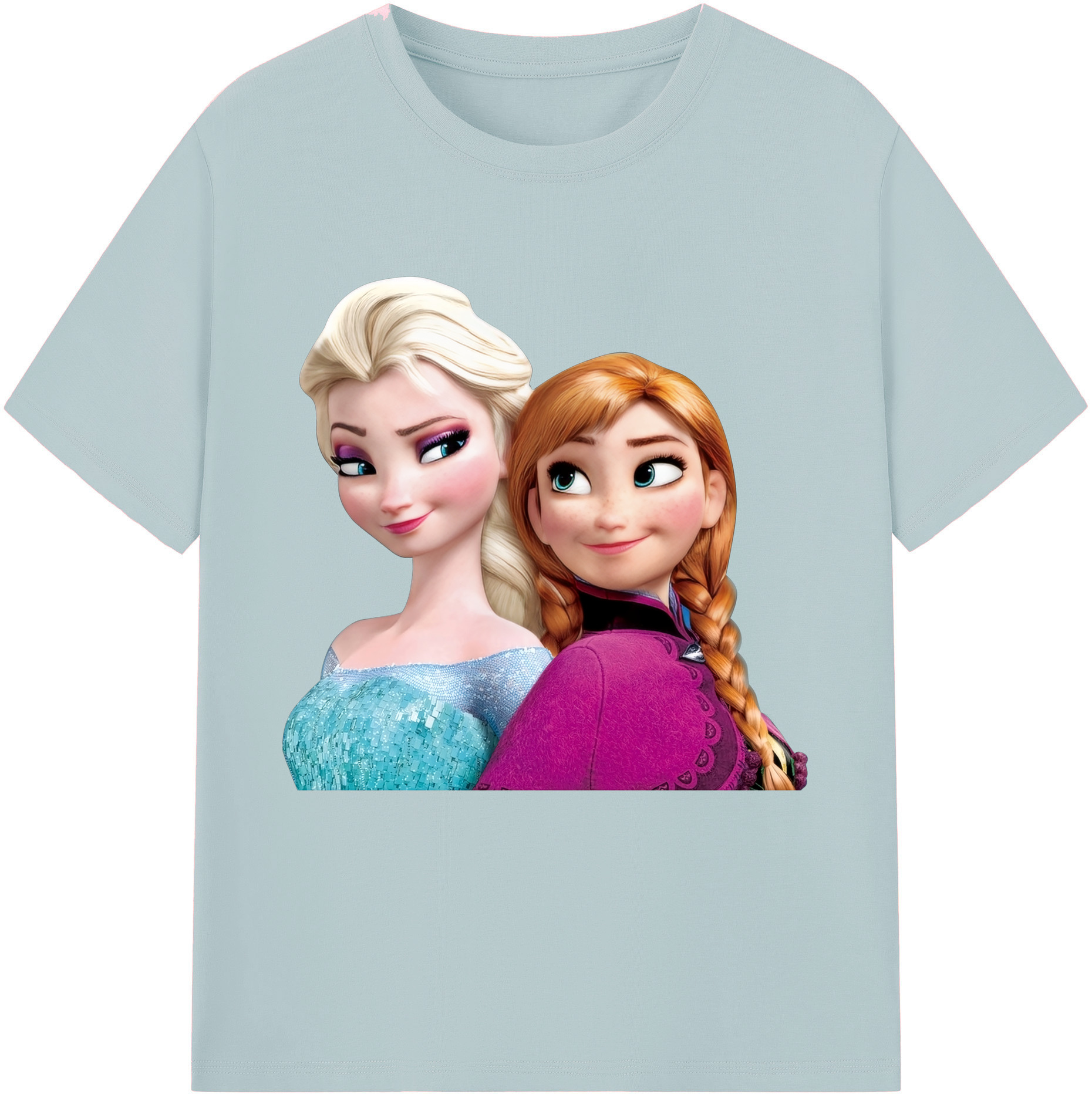 （画像用） アナと雪の女王 アンナ エルサ Frozen Anna Elsa 綿100％半袖Tシャツ（フロントプリント）